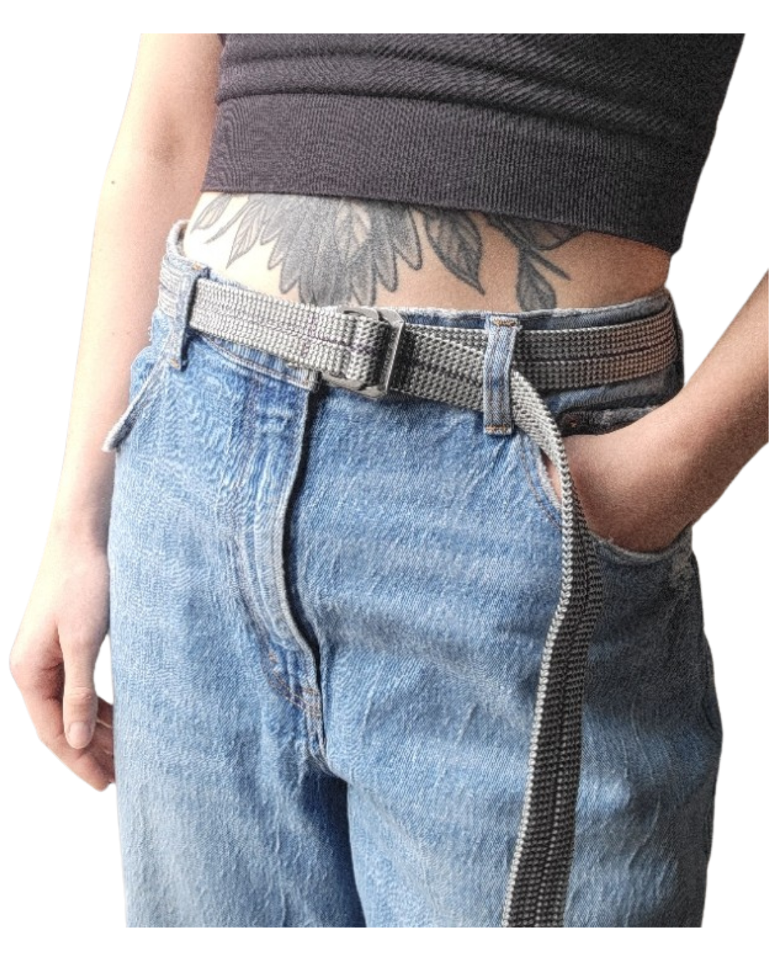 Recycled Rope Belt - Gray + Purple Thread